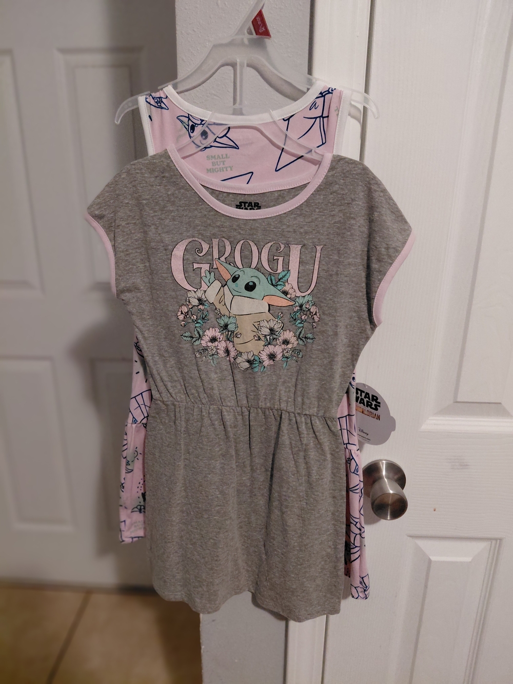 Star Wars Grogu Grey and Pink Girls' Dress